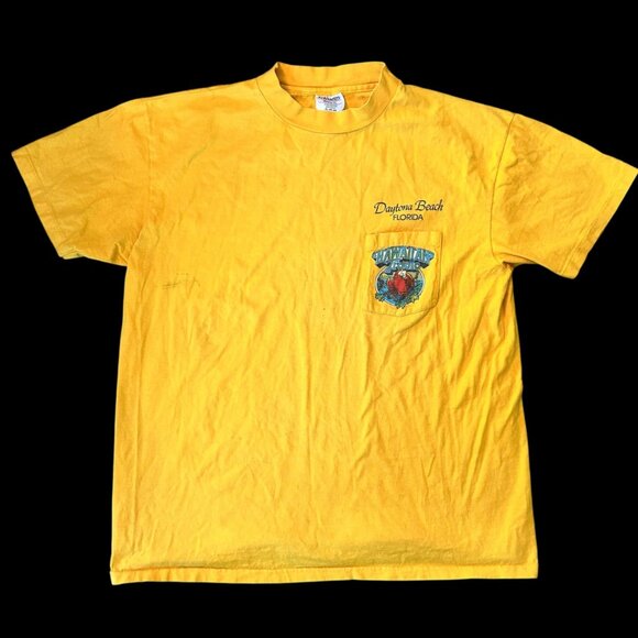 Vintage Hawaiian Tropic Single Stitch Mustard Yellow Graphic Tee XL - Picture 1 of 9
